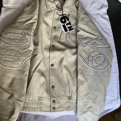 Men’s 6th Neighborhood Vegan Tan Leather Jacket Size Large