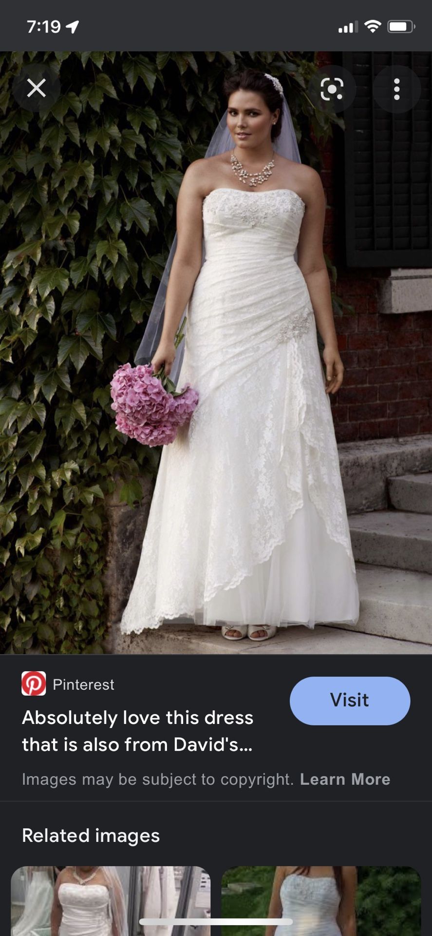 David’s Bridal Fit And Flare Strapless Wedding Dress