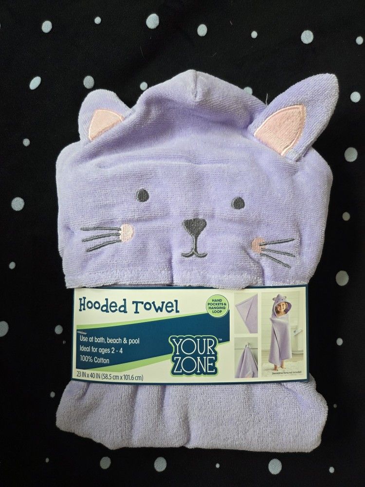 Purple Hooded Bath Towel For Kids, Age 2-4