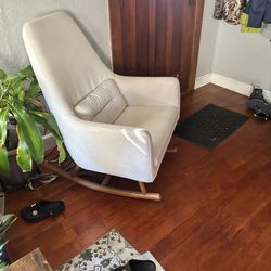 Modern Cream Upholstered Rocking Chair