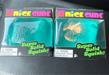 (2) Schylling NeeDoh Nice Cube Squeeze Ball Super Solid Squish! Gel, Blue,