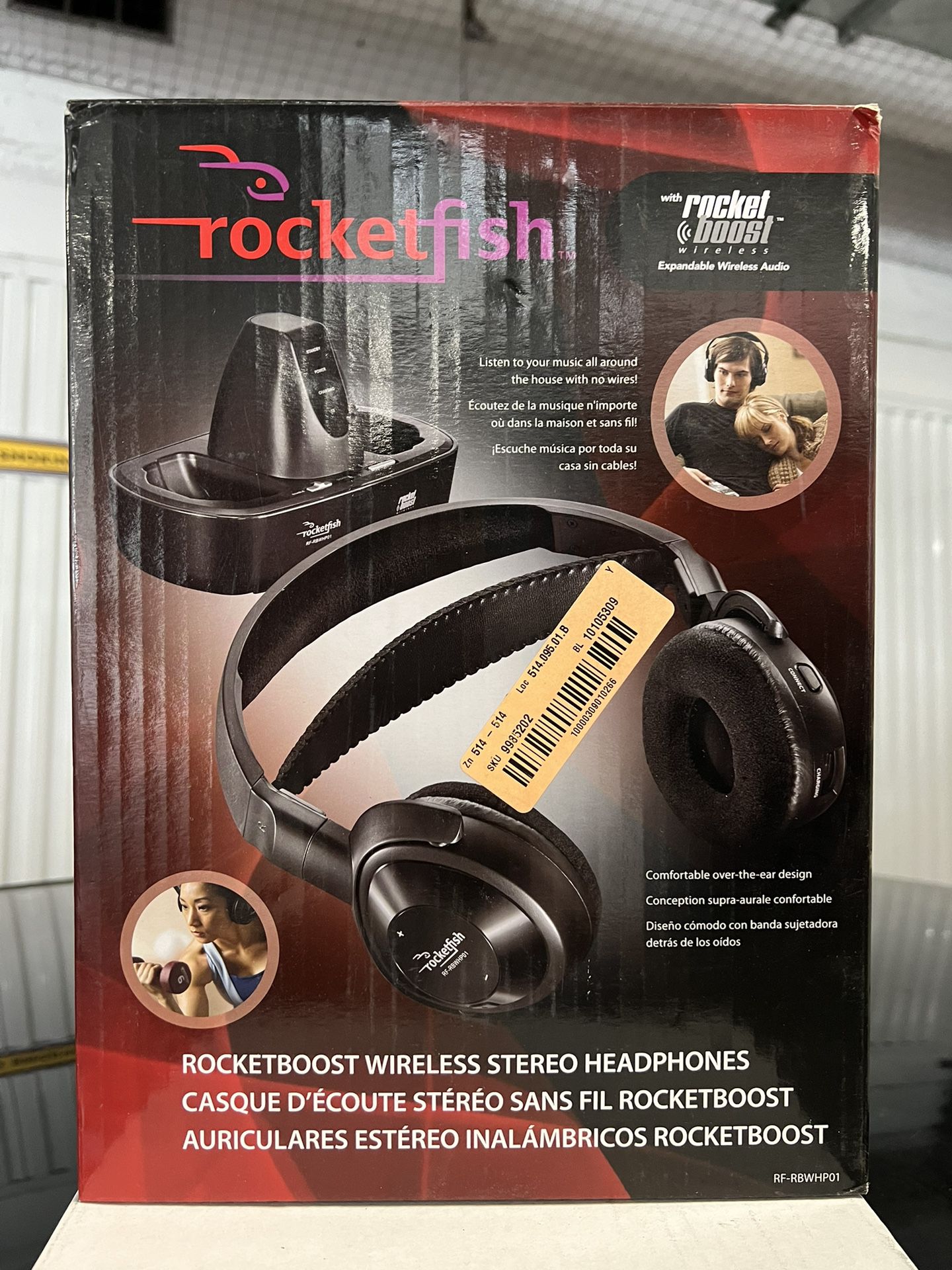 Rocketfish RF-RBWHP01 Rocketboost Wireless Stereo Headphones New 