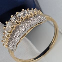 R11*✨💍14K Two Tone Gold CZ Diamond Ring 