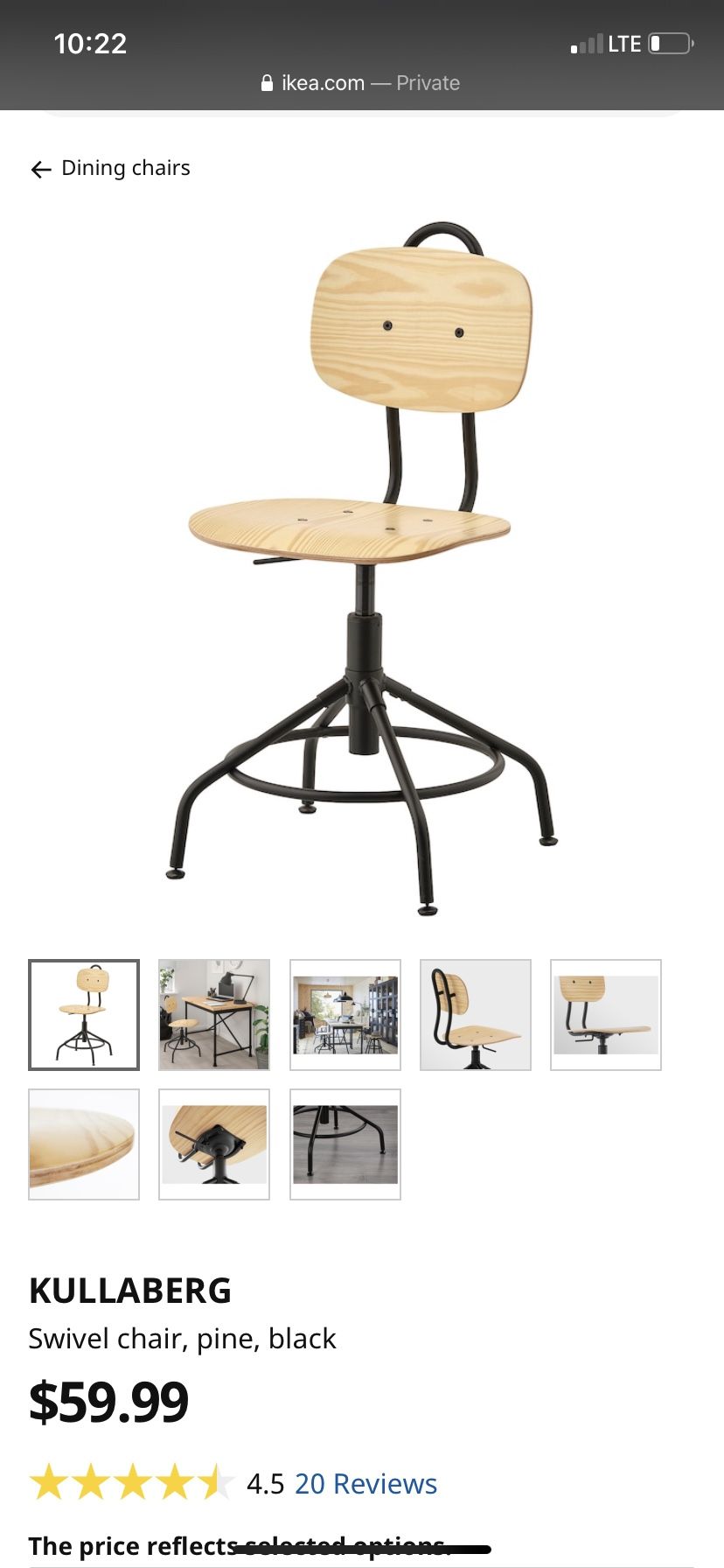 Ikea Kullaberg Chair, Tarendo Desk, and “Not” Standing Light