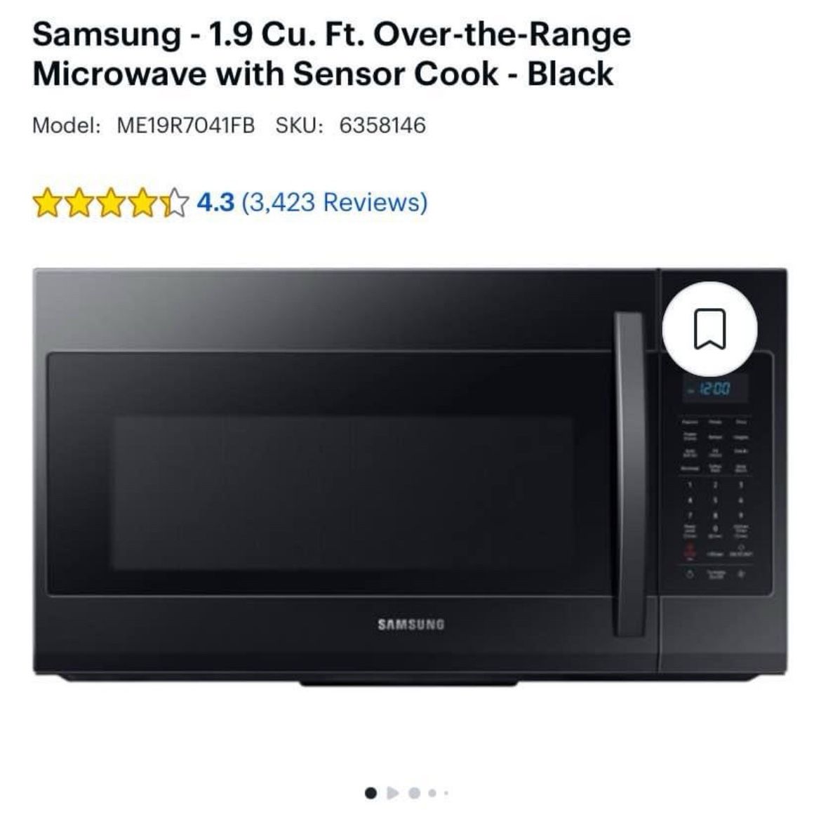 Samsung 30” Over The Range Microwave 