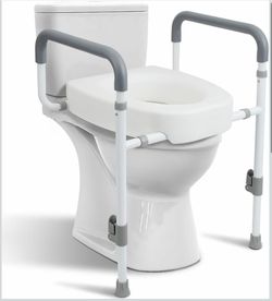 Brand new! Raised Toilet Seat with Safety Rails