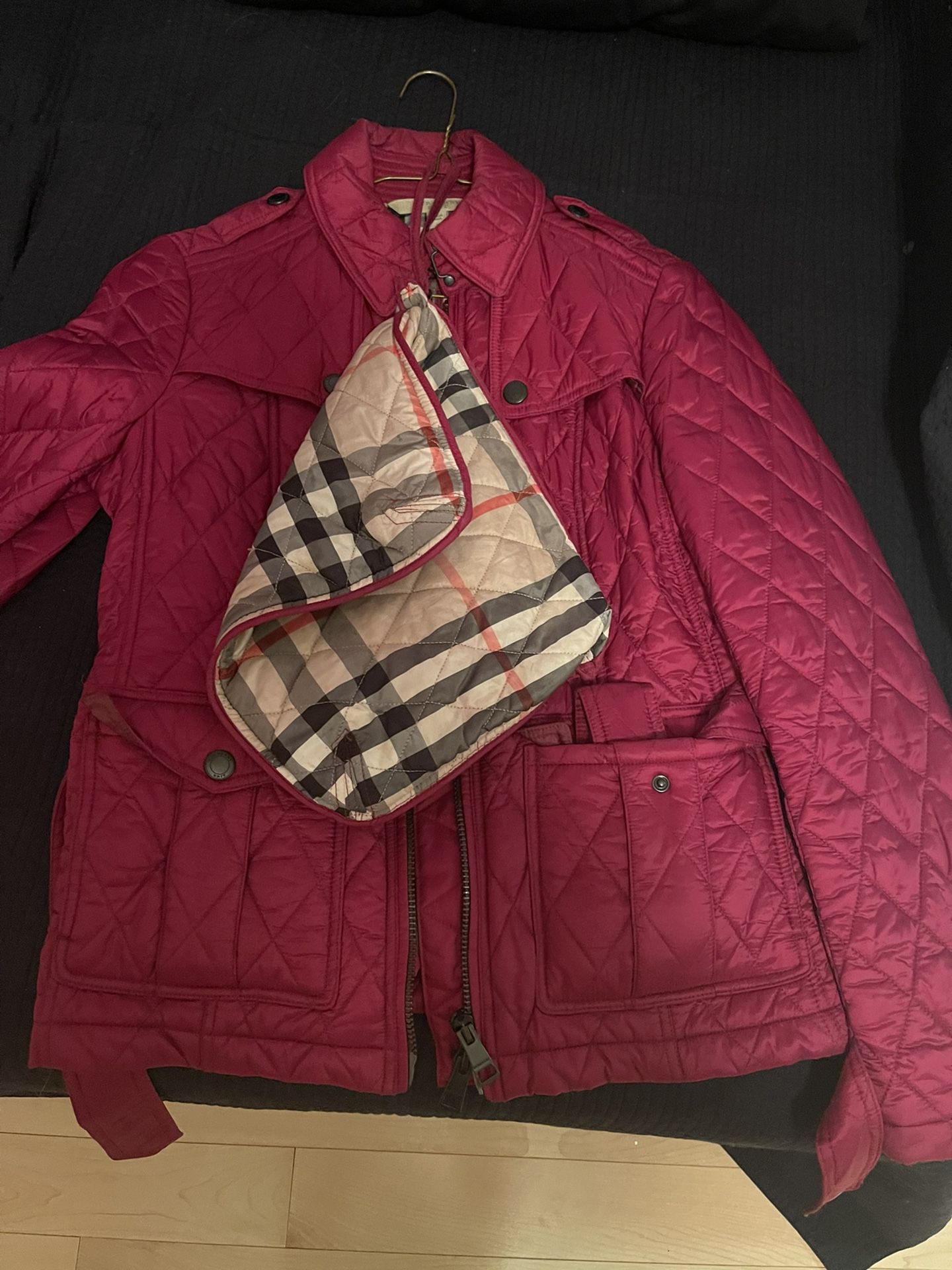 Burberry Quilted Raincoat Jacket w/ Travel Bag