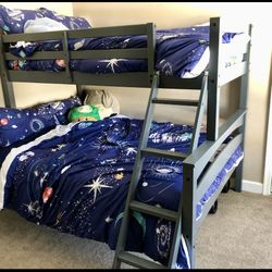 Gray Twin/Full Size Bunk Bed