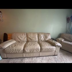 Leather Tan Couch 