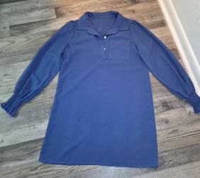Button Front Shirred Flounce Sleeve Dress