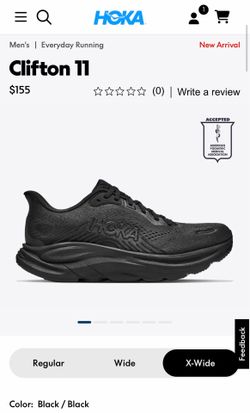 Hoka Clifton 11 X-Wide Triple Black 1177540 BBLC Men's 12 (4E) New Without Box