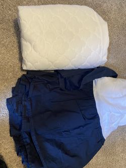 Sealy Crib Mattress Protector and Navy Blue Ruffle