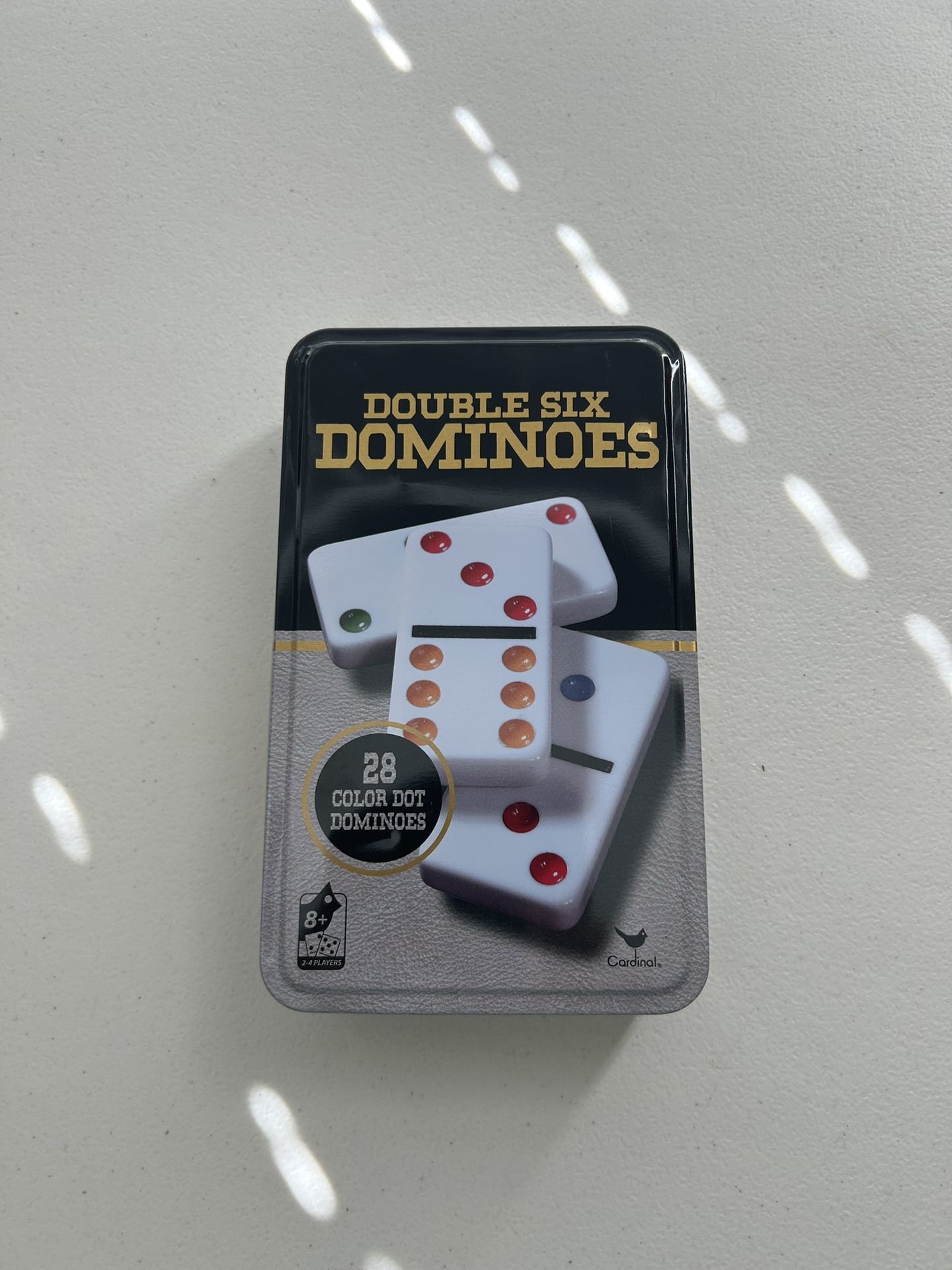 Double Six Color Dot Dominoes Set (Complete with Tin Case)