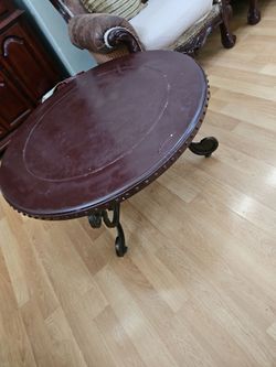 Oval Leather Top Coffee Table