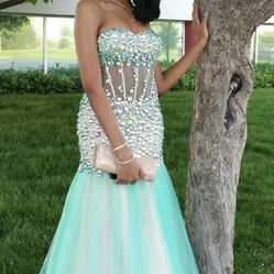 Mermaid Corset Rhinestone Strapless Prom Dress