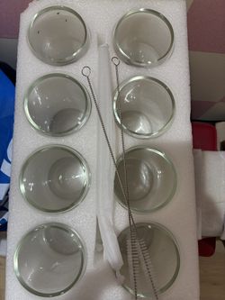 Set Of 8 Glass Tumblers With Glass Straws 