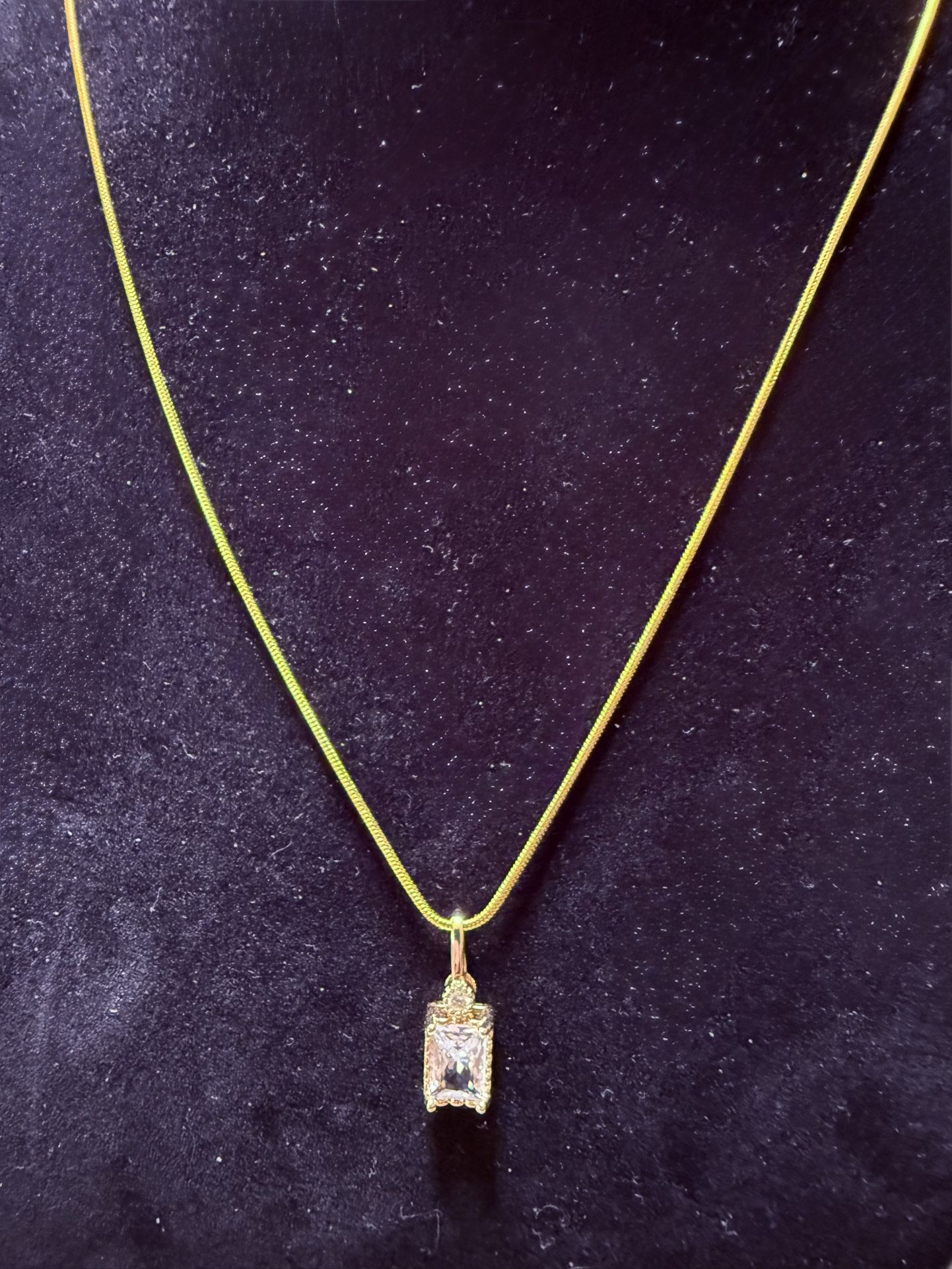 Gold Emerald Cut Pendant Necklace