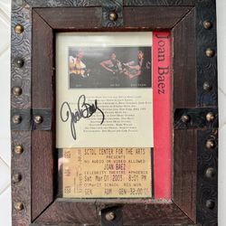 Vintage Joan Baez Autographed Concert Program/Ticket/Band Framed 2003 In Person