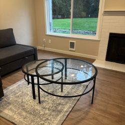 Walmart nesting coffee Tables (Glass And Black Metal) 