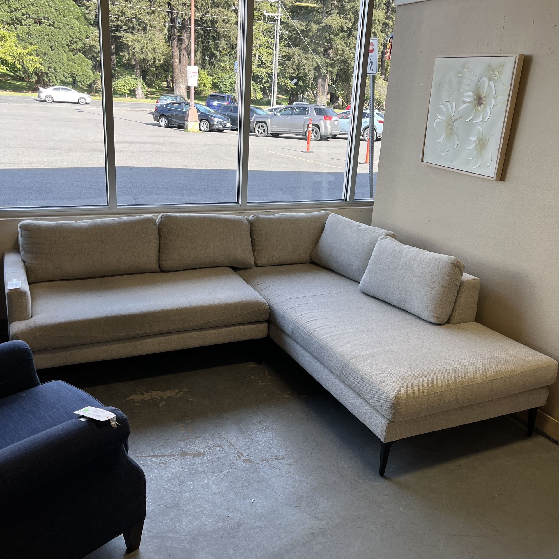 Grey Cream Sectional Couch (in Store) 