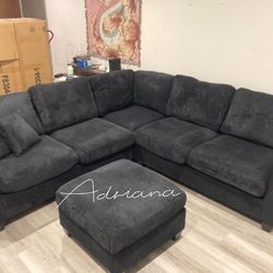 Stylish 4-Pc Corduroy Sectional Sofa Set