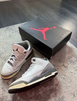 Air Jordan 3 Retro (GS) Kids White and Gray Sneakers