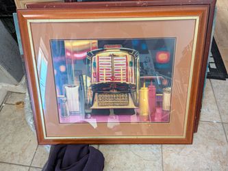 Framed Retro Diner Jukebox Print