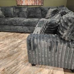 NEW MODEL ALERT! Brand New Byers Market Gunmetal Grey Thick Corduroy RAF 2pc Corner Sectional