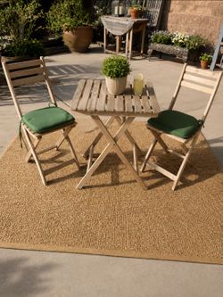Solid Wood Folding Bistro Patio Set – Table & 2 Chairs