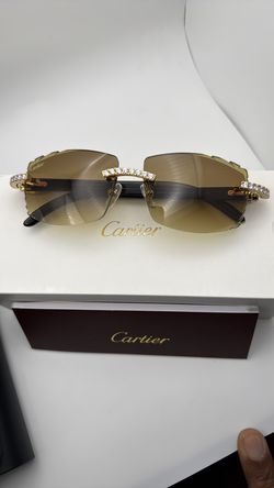Cartier Big C Diamond Cut VVS Hennessey White Buffalo Glasses