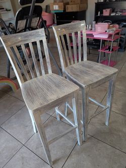 2 Wooden Bar Height Chairs