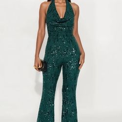 Sequin Halter Jumpsuit ! Size Large & XL Available 