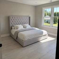 Queen Bed Frame Grey New