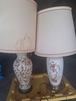 2 antique lamps. 1 F Cooper