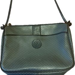 Vintage Liz Claiborne Black & Gray Crossbody Bag 1984 Leather Trim Small Purse