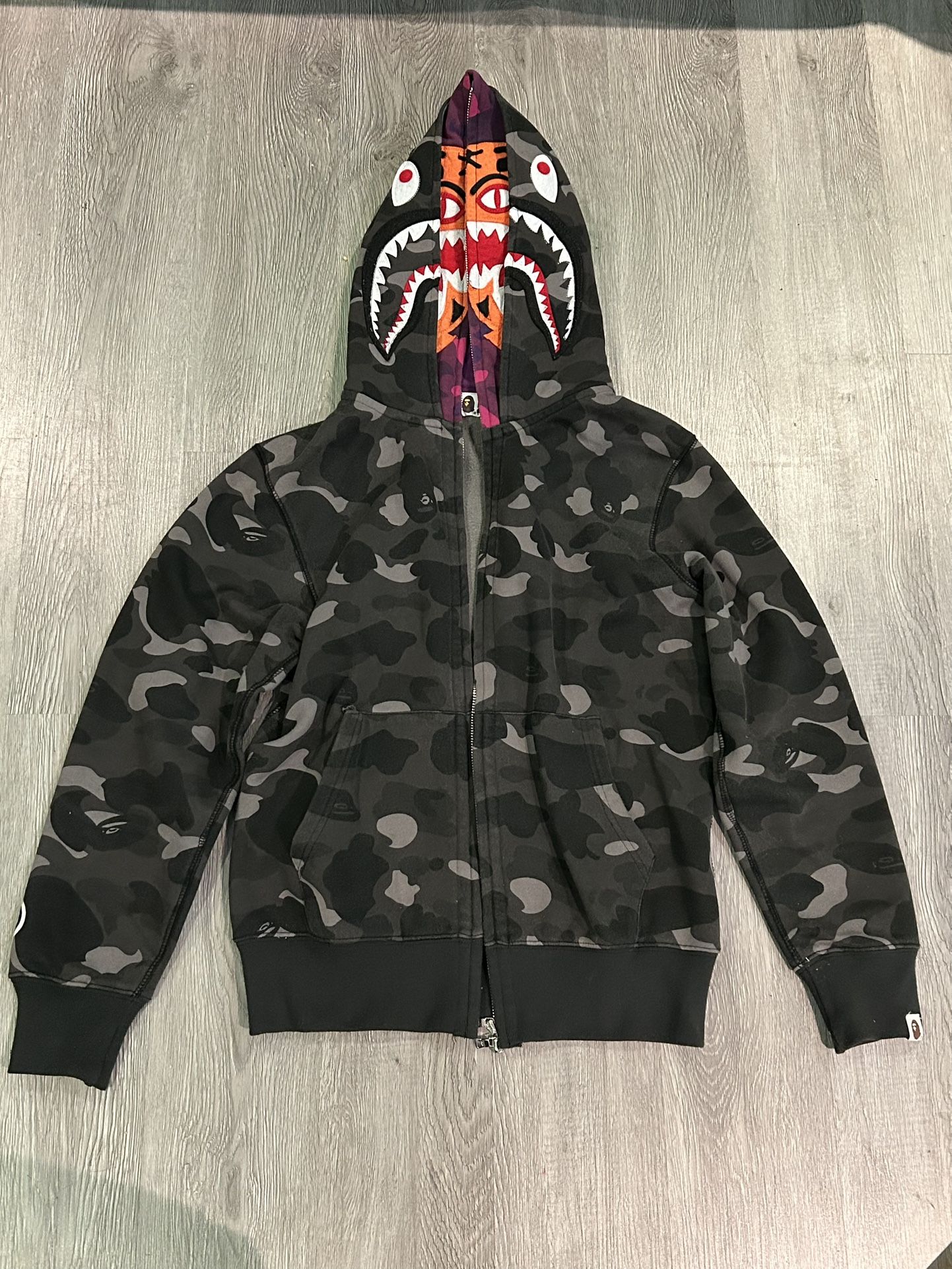 Doubled Hooded Shark Tiger Camo BAPE