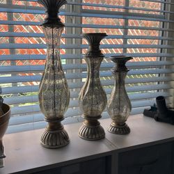 Glass Candle Holders Set Of 3 