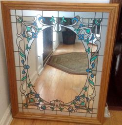 Large Designer Polished Oak Frame Mirror