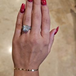 Princess Cut 2.40 Carats Certified Man Made Diamond Engagement Ring.