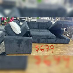 Black Corduroy Pull out sofa bed sleeper sofa livingroom couch