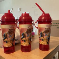 Disneyland Beauty And The Beast Park Cup, 2 New, 1 Like New