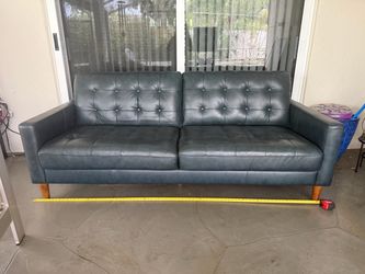 Mid-Century Modern Tufted Leather Sofa
