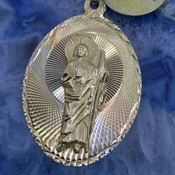 $700 Three Tone Yellow White And Rose Gold Saint Jude San Judas Religious Charm Pendant 