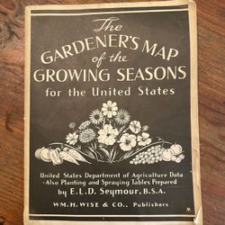1938  Dept of Agriculture US Map-Gardeners Map of Seasons Vintage Rare