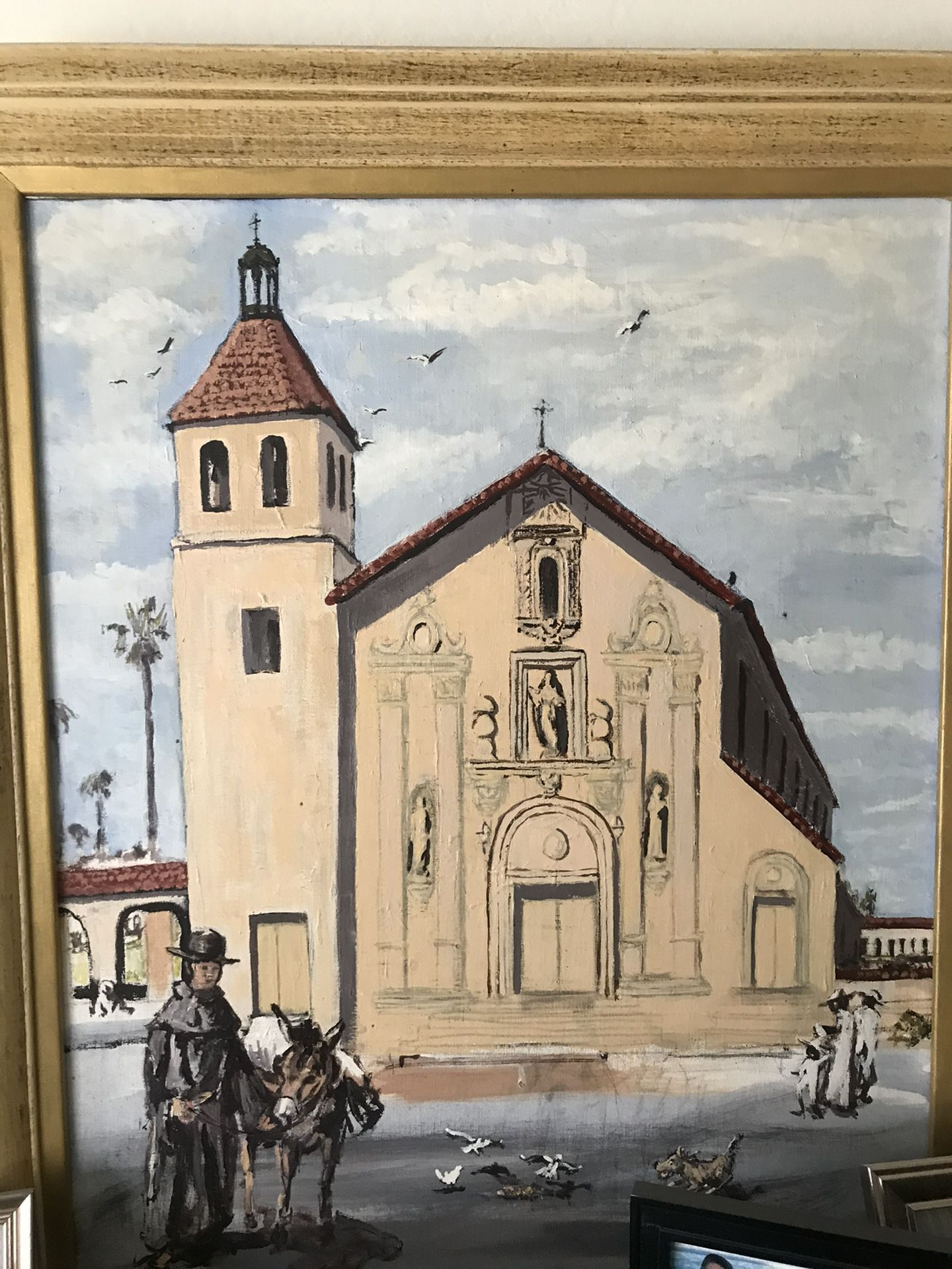 Framed Painting Of A Church 