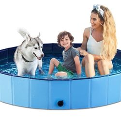 Jasonwell Foldable Dog Pool Collapsible Hard Plastic Swimming Pool Portable Kiddie/Pet Pool Doggie Wading Pool Bath Tub for Puppy Small Medium Large 
