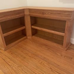 Custom Oak Corner Hanging Bookshelf