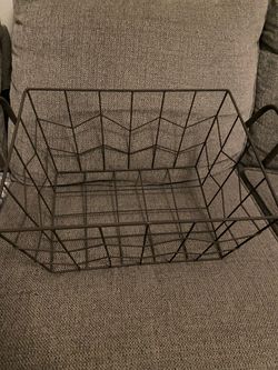 Dark Metal Wire Storage Basket with Handles