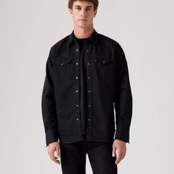 Levi’s Standard Fit Western Shirt Men’s Medium Black Denim Snap Button