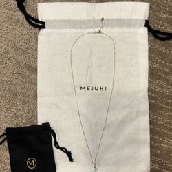 Mejuri 14k Chain Necklace with Blue Topaz Charm